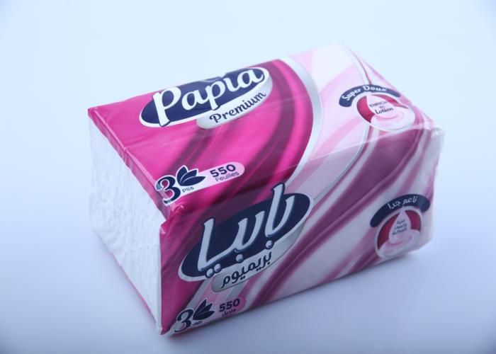 Mouchoirs Papia - 3 plis - Plastique - 550 feuilles