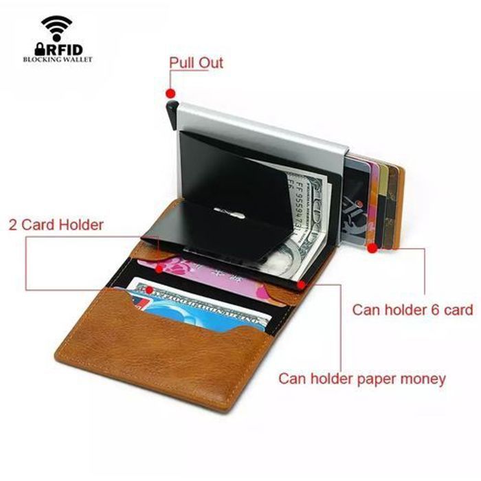 Portefeuille automatique - MARQUE - 9 cartes - Marron - Compartiments multiples - Design pratique
