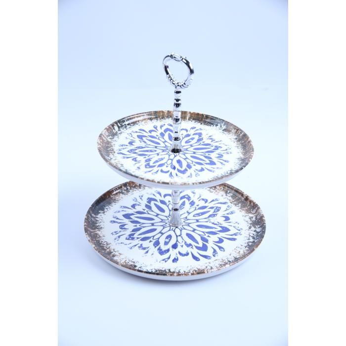 Présentoir 2 Étages - LUXUS - SR15/11 - Verre - Rond - Motifs Arabesques