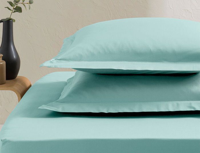 Taie d'oreiller - LINVOSGES - Azur - Percale - 65x65 cm - Finition bourdon ton sur ton