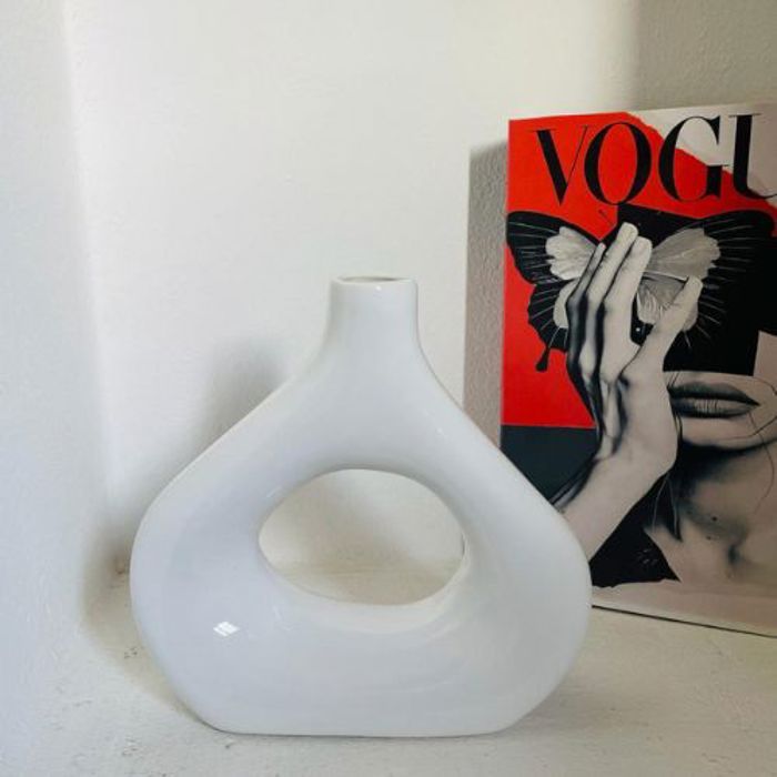Vase en céramique - GENERIC - Oval - Blanc - Style classique - Objets décoratifs