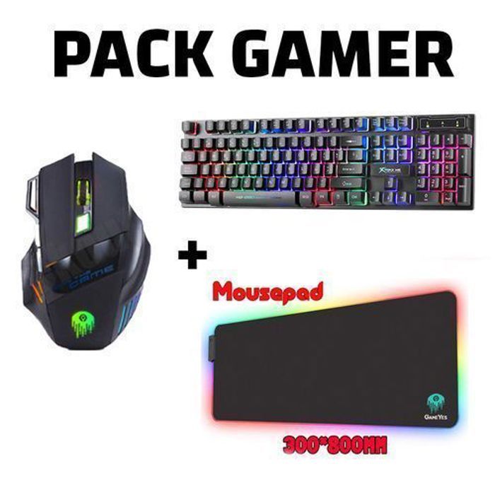 Pack Gamer - Xtrike - Souris 7200 DPI - Tapis de souris XXL RGB - Clavier RGB LED - 7 Boutons