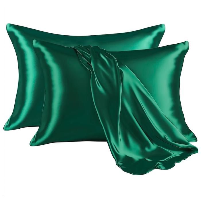 2 Taies d'oreiller en satin doux pour les cheveux et le visage - vert