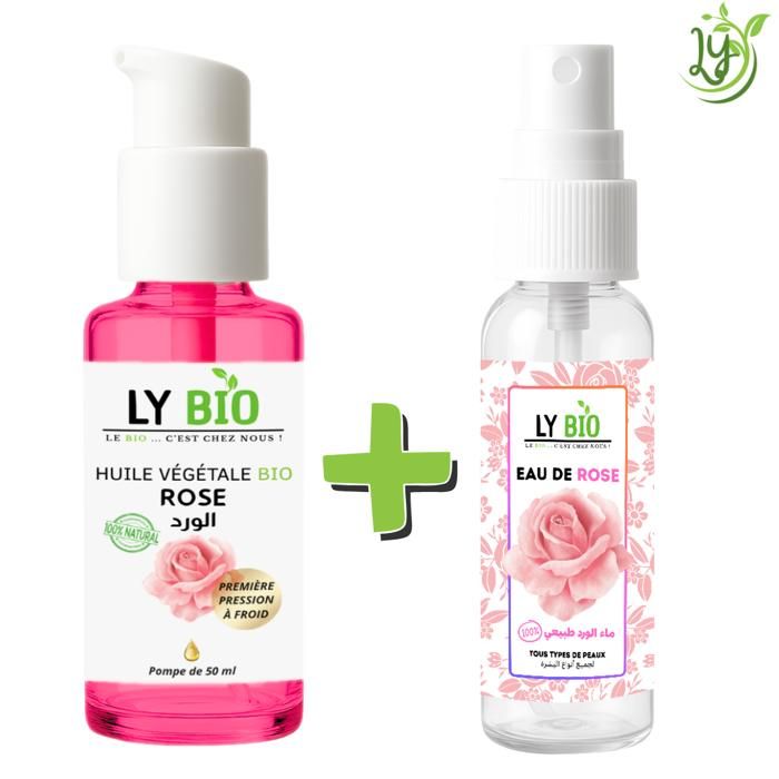 Pack de soins - LYBIO - Huile de rose 50ml - Eau de rose 100ml - Hydratant - Mixte
