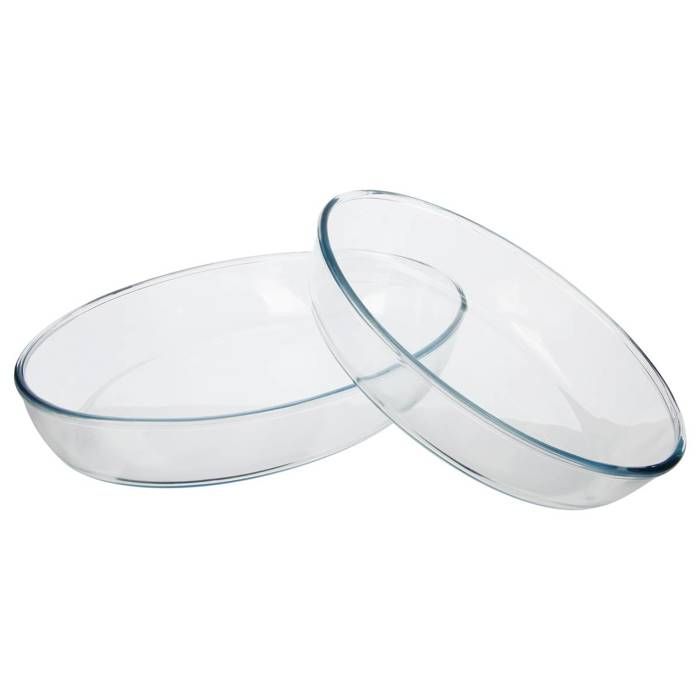 Plats à four - BORCAM - Ovales - Verre à feu - Lot de 2 - 26 et 35 cm