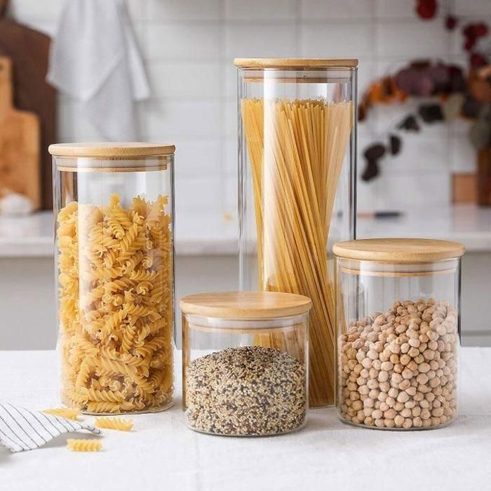 Boites à Épices 4 Bocaux de Rangement Hermétiques en Verre Avec emballage