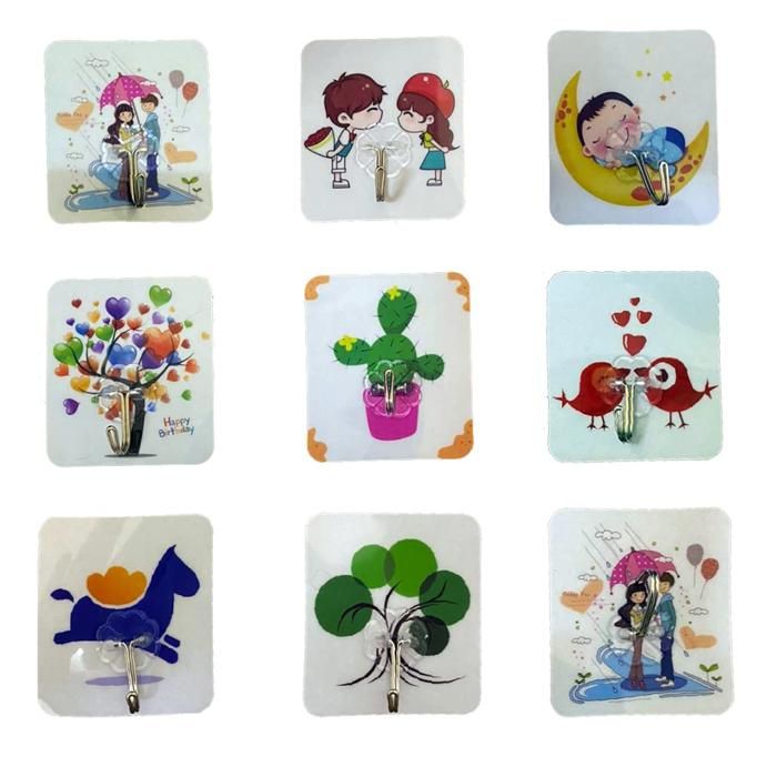 Lot de 4 crochets de rangement polyvalents à styles variés, auto adhésifs(Couleur aléatoire)