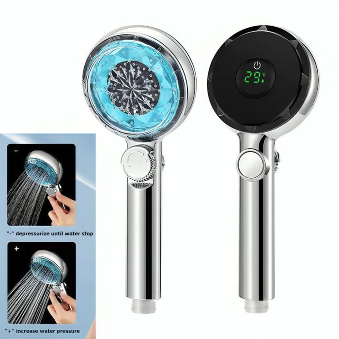 Pommeau de Douche Pressurisé avec Contrôle Numérique de la Température, Filtre de Douche