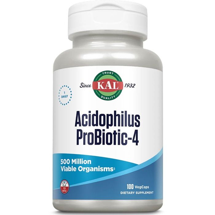 KAL Acidophilus Probiotic-4 Probiotiques 500 Mil Probiotiques pour femmes et hommese 100 portions