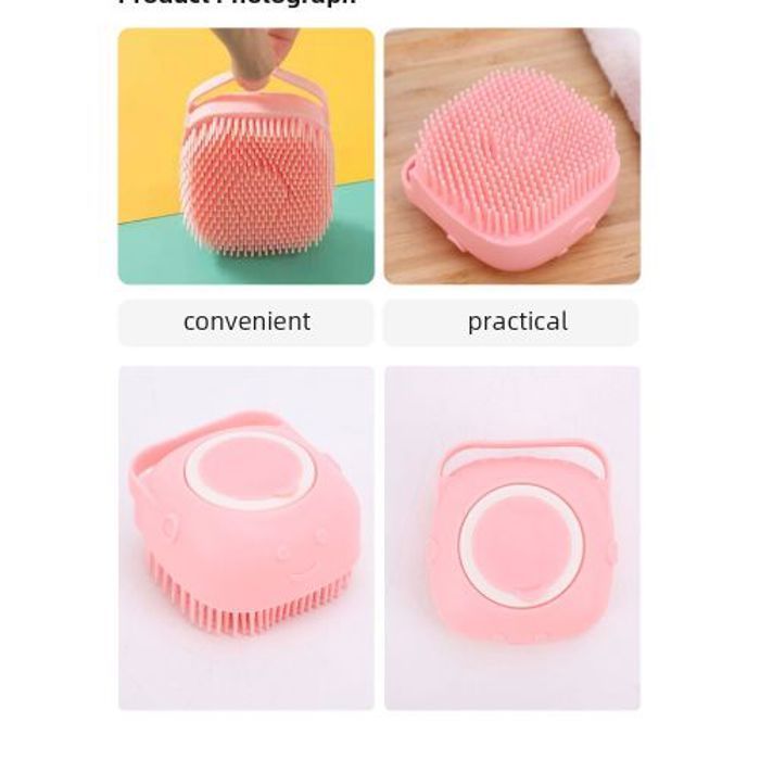 Brosse de shampooing pour chien de compagnie Peigne de massage pour chat Brosse de nettoyage de bain pour cheveux - rose