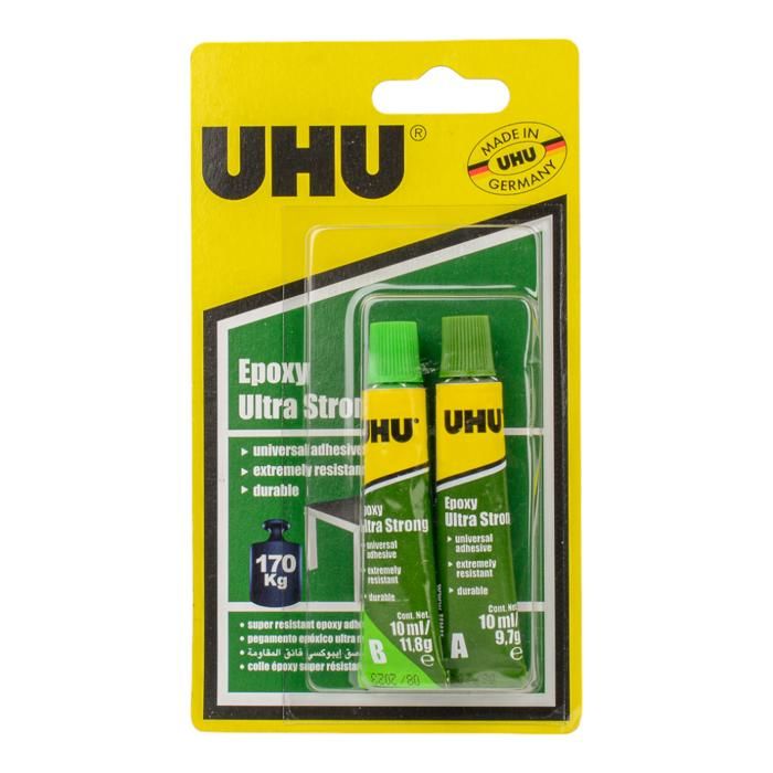 Colle époxy - UHU - Epoxy US - 2x10ml - Résistante à l'eau - Adhérence forte