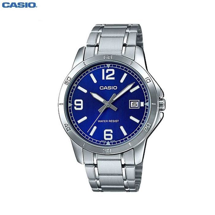 Casio Montre Homme Analog clasique cadran Blue en acier inoxydable-Mtp-v004d-2budf