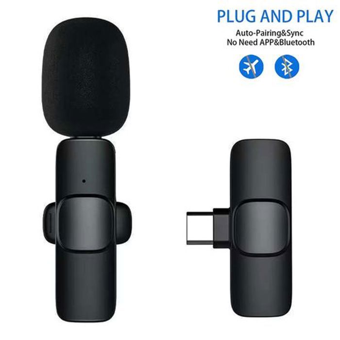 Microphone Lavalier sans fil - K8 - Plug and Play - Omnidirectionnel - Rechargeable - Compact