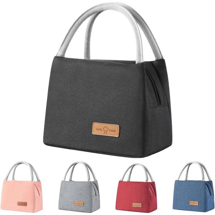 Sac à lunch isotherme pour homme et femme, sac fourre-tout réutilisable, (noir)