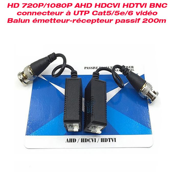 Connecteurs Adaptateur Via Câble Réseau caméras BNC HD 720P/1080P AHD HDCVI HDTVI à UTP Cat5/5e/6 video Balun Transceiver