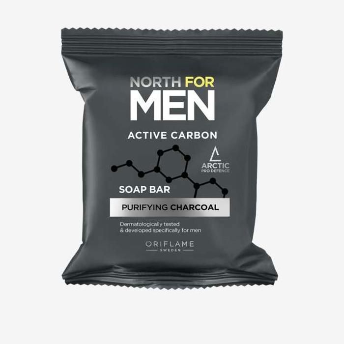 Savon - North For Men - Active Carbon - 100 g - Sans alcool - Nettoie et revitalise la peau
