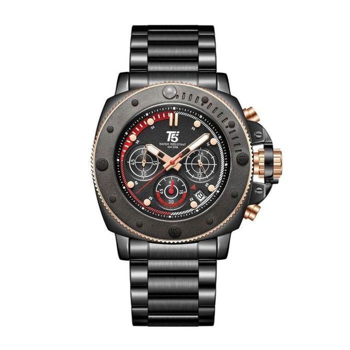 Montre sport de luxe en acier inoxydable NOIR