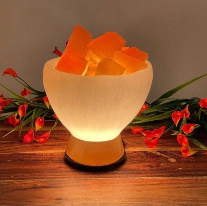 Lampe - Selenite - Encensoir - 16 cm - Blanc - Design Contemporain