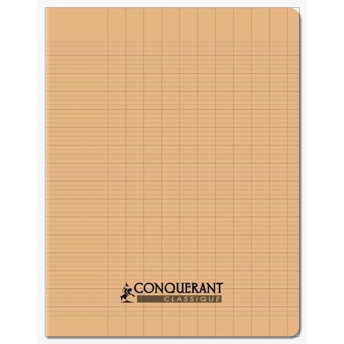 Cahier - Conquérant - 17x22 cm - 96 pages - 90g - Couverture abricot en polypropylène