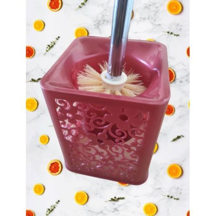 Brosse de toilette avec support.
