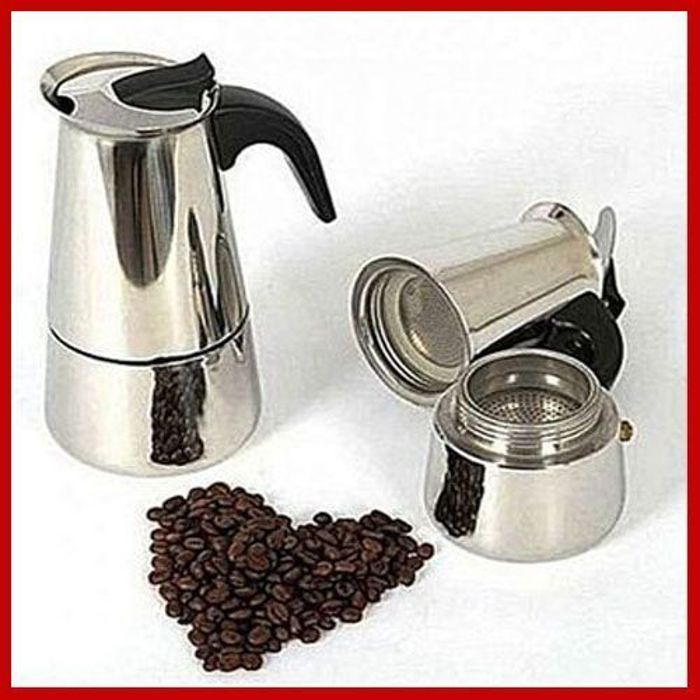 Espresso Cafetière en acier inoxydable 2 Tasses Espresso Maker