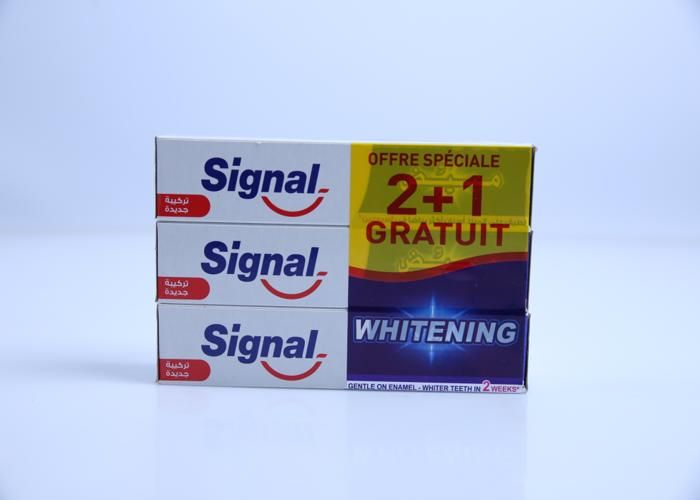 Dentifrice - Signal - Whitening 2+1 - Blanchissant - Protection de l'émail - Hygiène bucco-dentaire