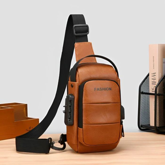 Sac Bandoulière Antivol Homme en Cuir – USB Charge & Sécurité – Design Compact FASHION