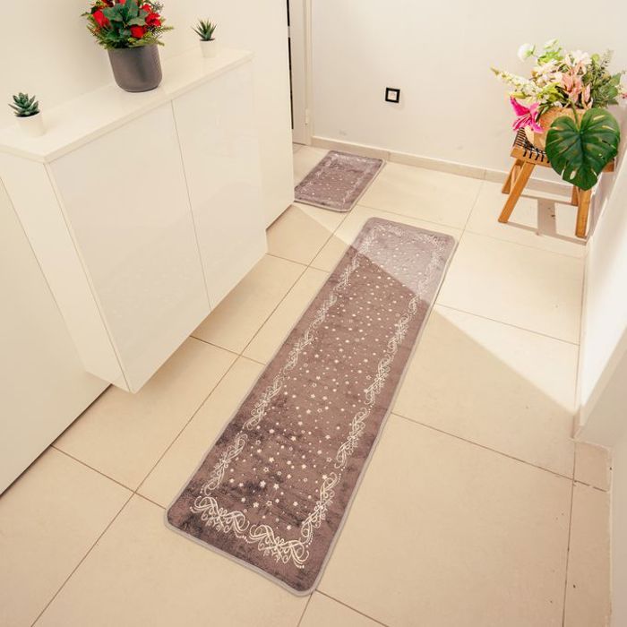 Tapis de cuisine - GENERIC - Galaxy - 2 pièces - Gris - Lavable