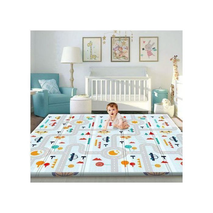 Tapis de jeu double face pour bébé, épais, antidérapant, motif aléatoire,  pliable, 180 x150 cm