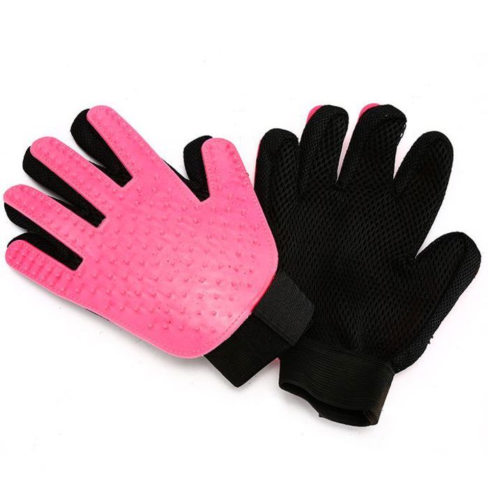 Gants de brossage pour animaux - rose