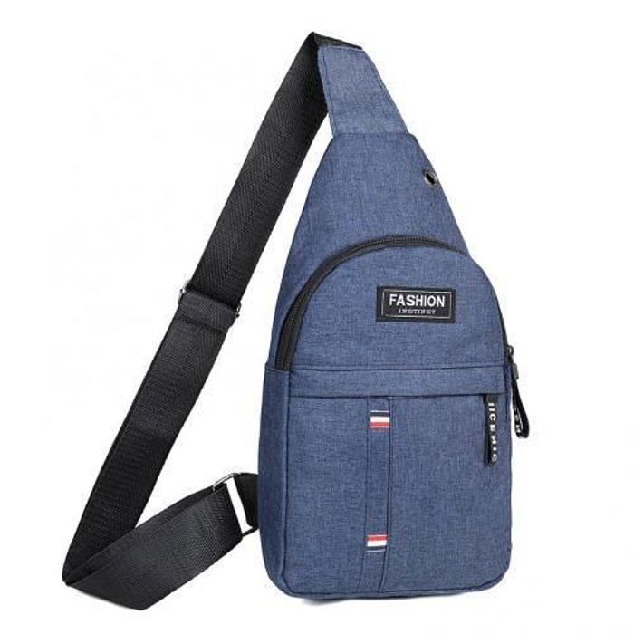Sac Bandoulière de poitrine - Mode - Bleu - Rangement multiple - Compartiment zippé - Pour hommes et femmes