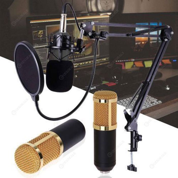 Microphone à Condensateur - Original - Kit Studio - Support Inclus - Bruit Faible - Pop Filter