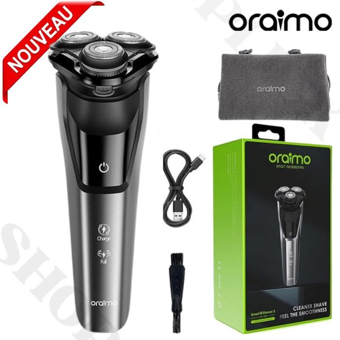 Tondeuse à cheveux professionnelle sans fil Shaver 2 oraimo Premium Rasoir électrique sans fil Rechargeable rotatif à 3 têtes à 360°