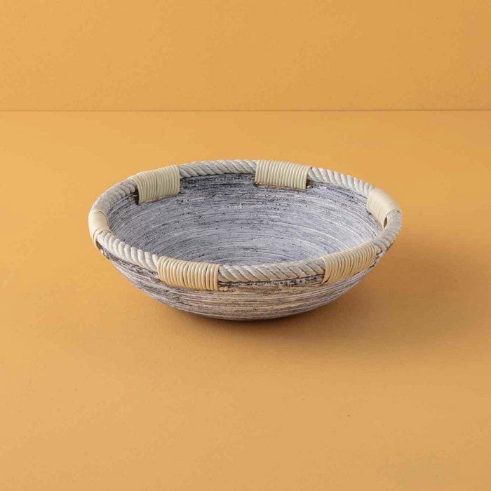 Bol décoratif en bambou Rio gris (25x6 cm)