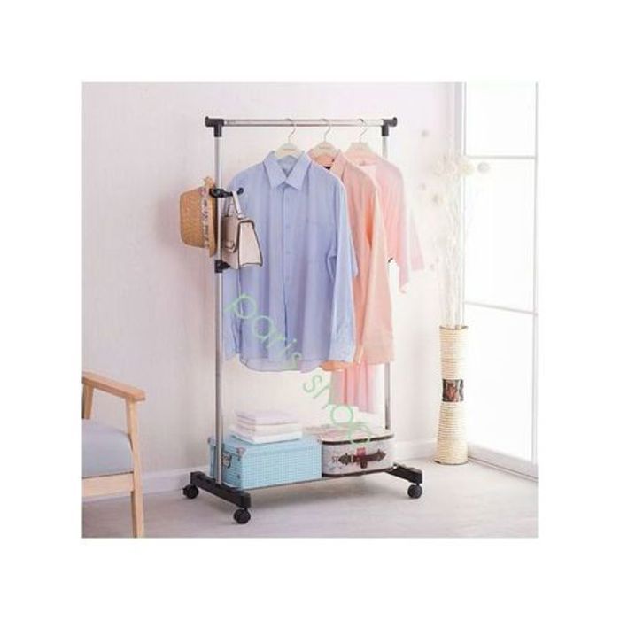 Porte-Vêtements - COD - Télescopique - Acier Inoxydable - 2 Barres - Réglable en Hauteur