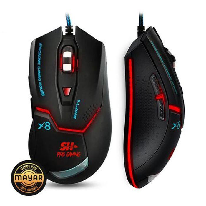 Souris de Jeu - SH - RGB Tridirectionnelle - 6 Boutons - DPI Réglable - Ergonomique