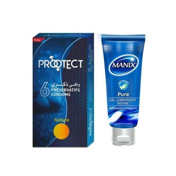 Carex Jelly Gel Lubrifiant Intime PURE 80ml + Préservatif Protect 6 unites