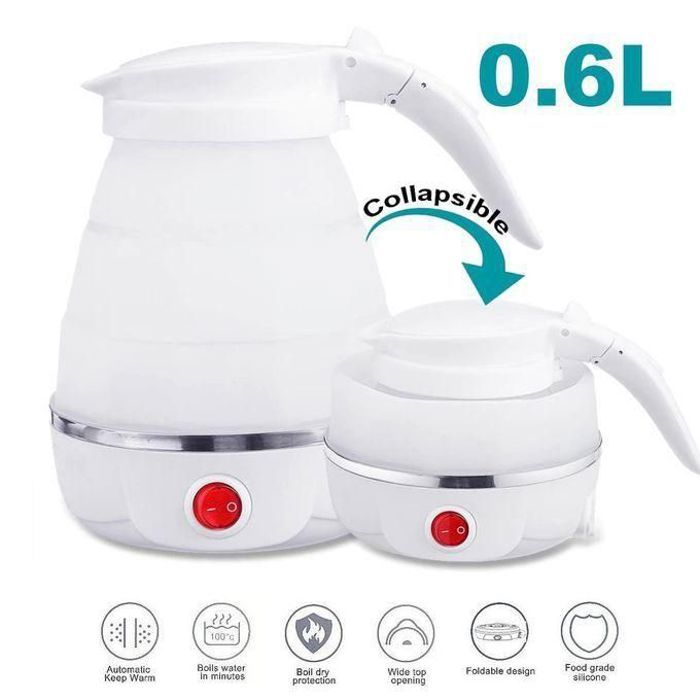 Bouilloire Électrique Portable et Pliable - 600ml, Blanc
