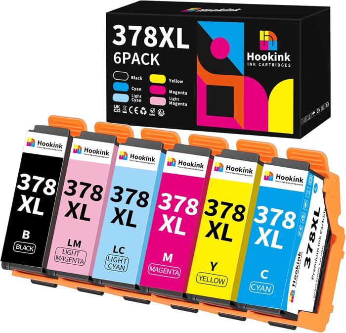 6-Pack 378Xl Bläckpatroner Kompatibla Med Epson 378Xl 378 Xl Patron Multipack För Expression Photo Xp-8000 Xp-8005 Xp-