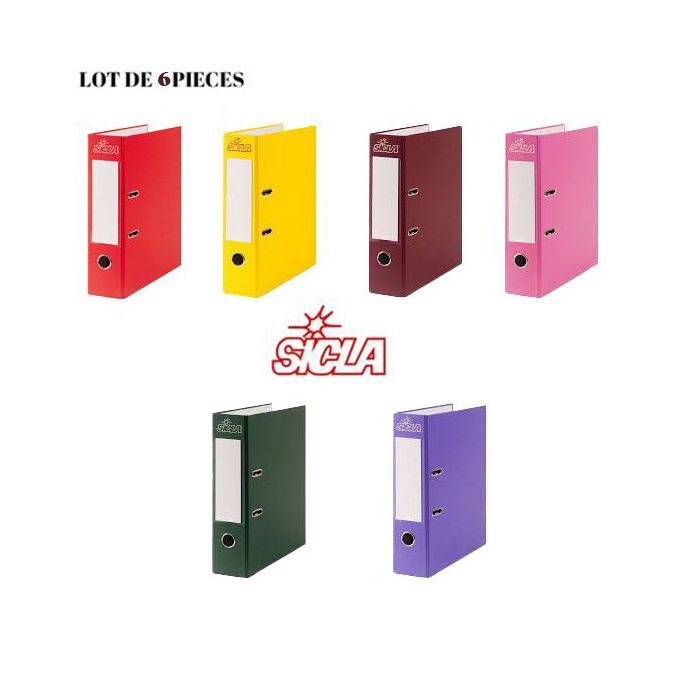 Pack de 6 Classeurs Simili Couleurs A4 32 cm x 28 cm dos 08 cm