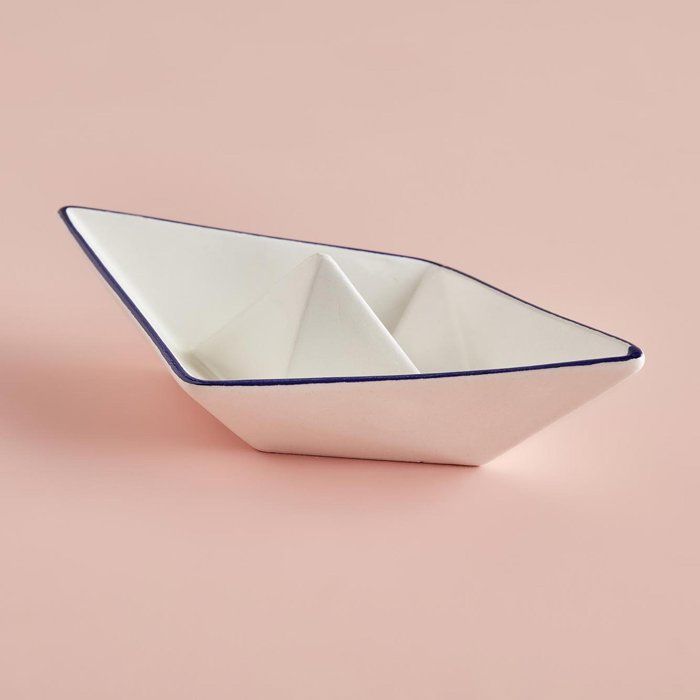 Kayak Grande Assiette de Présentation Blanc-Bleu Marine (27 cm)