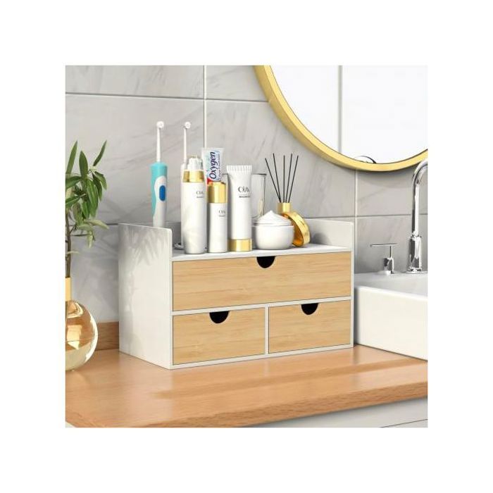 tiroirs de maquillage en MDF naturel, fournitures de bureau