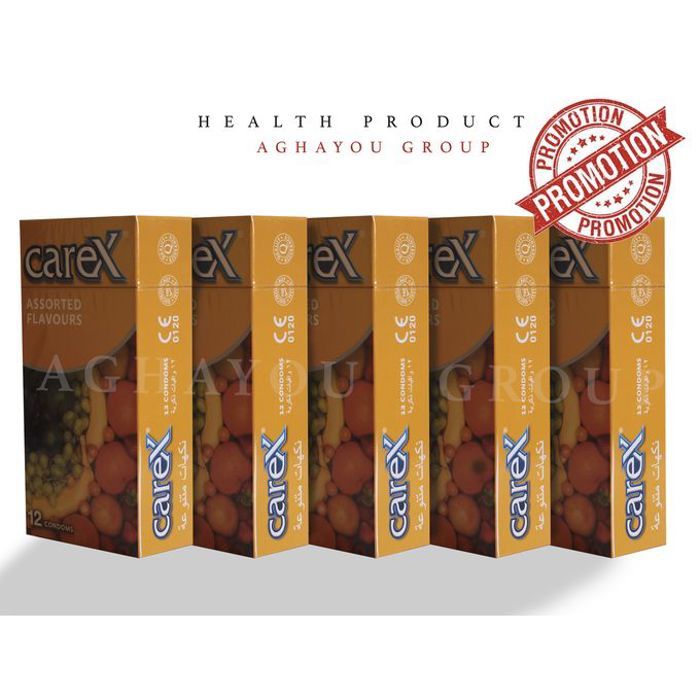 Carex Jelly - PRÉSERVATIFS CAREX 5 BOITE DE 12 CONDOMS DIFFÉRENTS ARÔMES