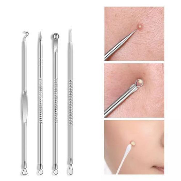 Point Noir Extracteur, 4Pcs Pince Point Noir Tire Comédon Acné Professionnel en Acier Inoxydable