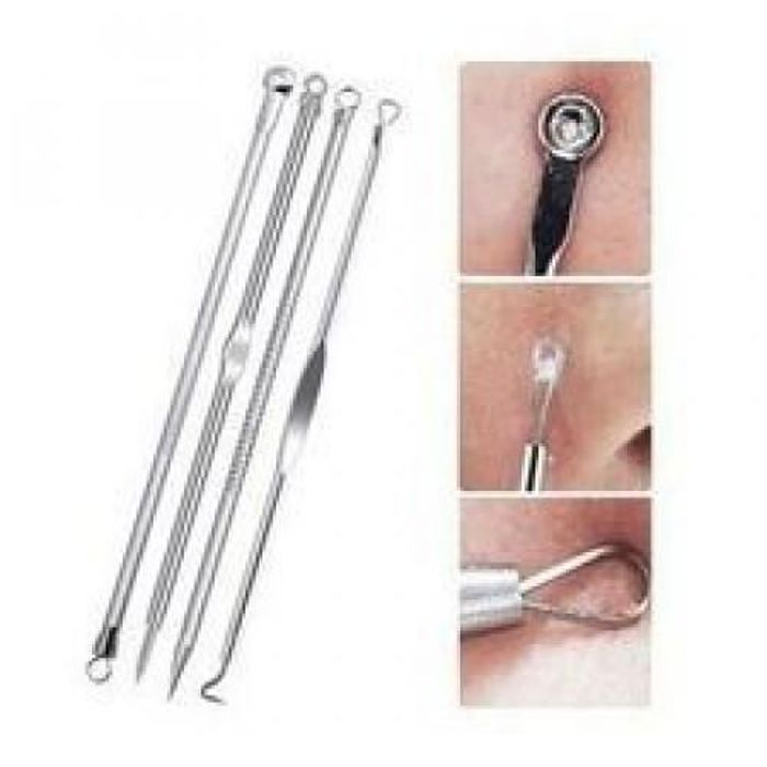 Point Noir Extracteur, 4Pcs Pince Points Noir Tire Comédon Acné Professionnel Acier Inoxydable