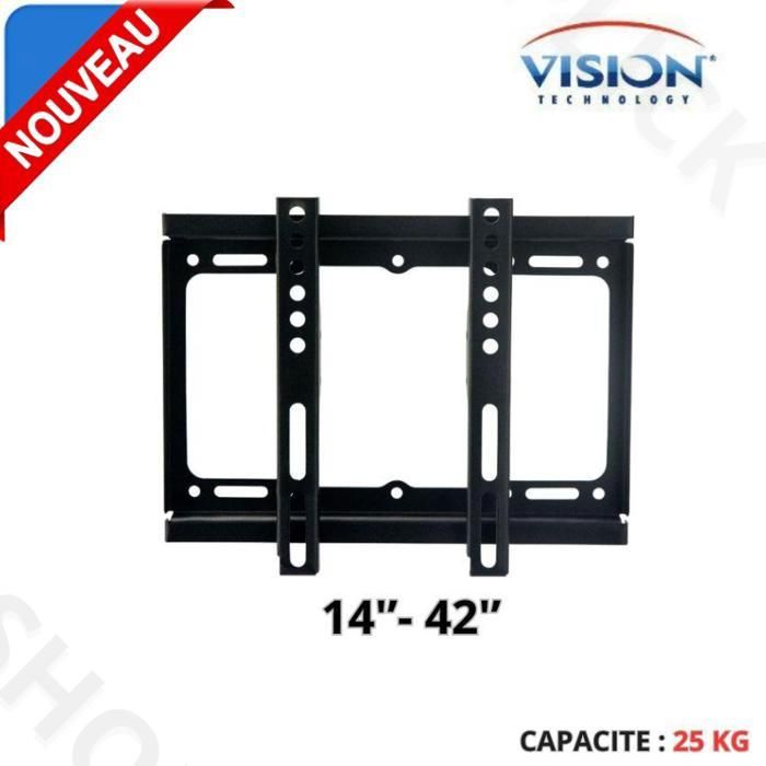 Support TV pour téléviseur Mural  14 à 42" FIXE 25KG MAX