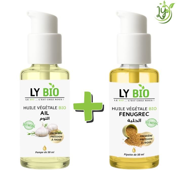 Pack d'Huiles - LYBIO - Huile Ail 50ml - Huile Fenugrec 50ml - Soin Cheveux - Mixte