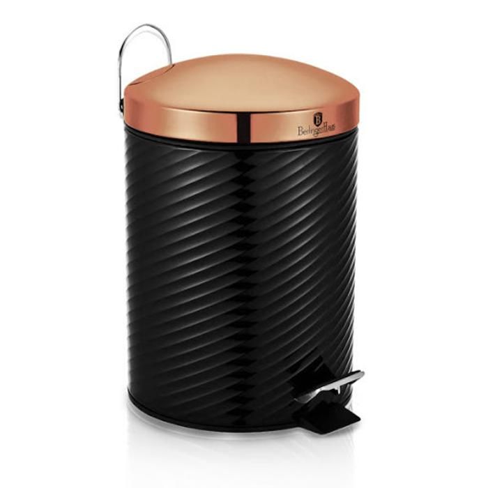 Poubelle à pédale, 3L, Collection Rose Noire