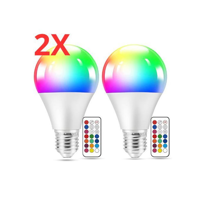Pack 2  LED Couleur RGB Ampoule avec Télécommande