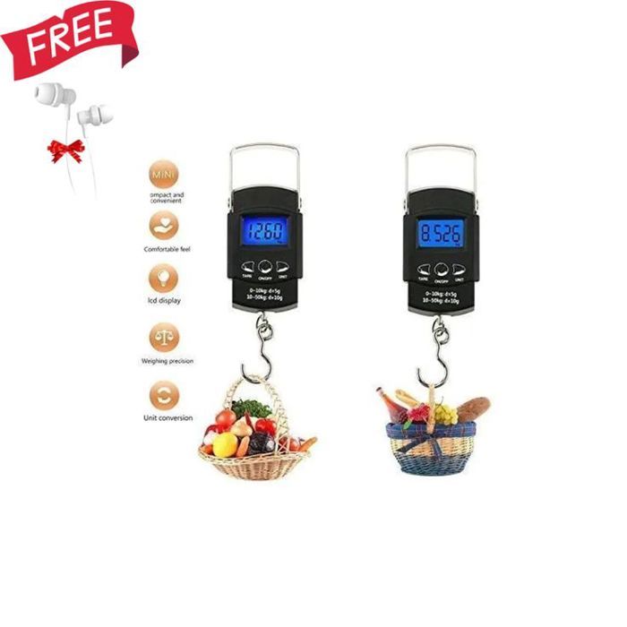Balance electronique portable HS-A09L 50 kg avec metre ruban inclus + écouteur gratuit.